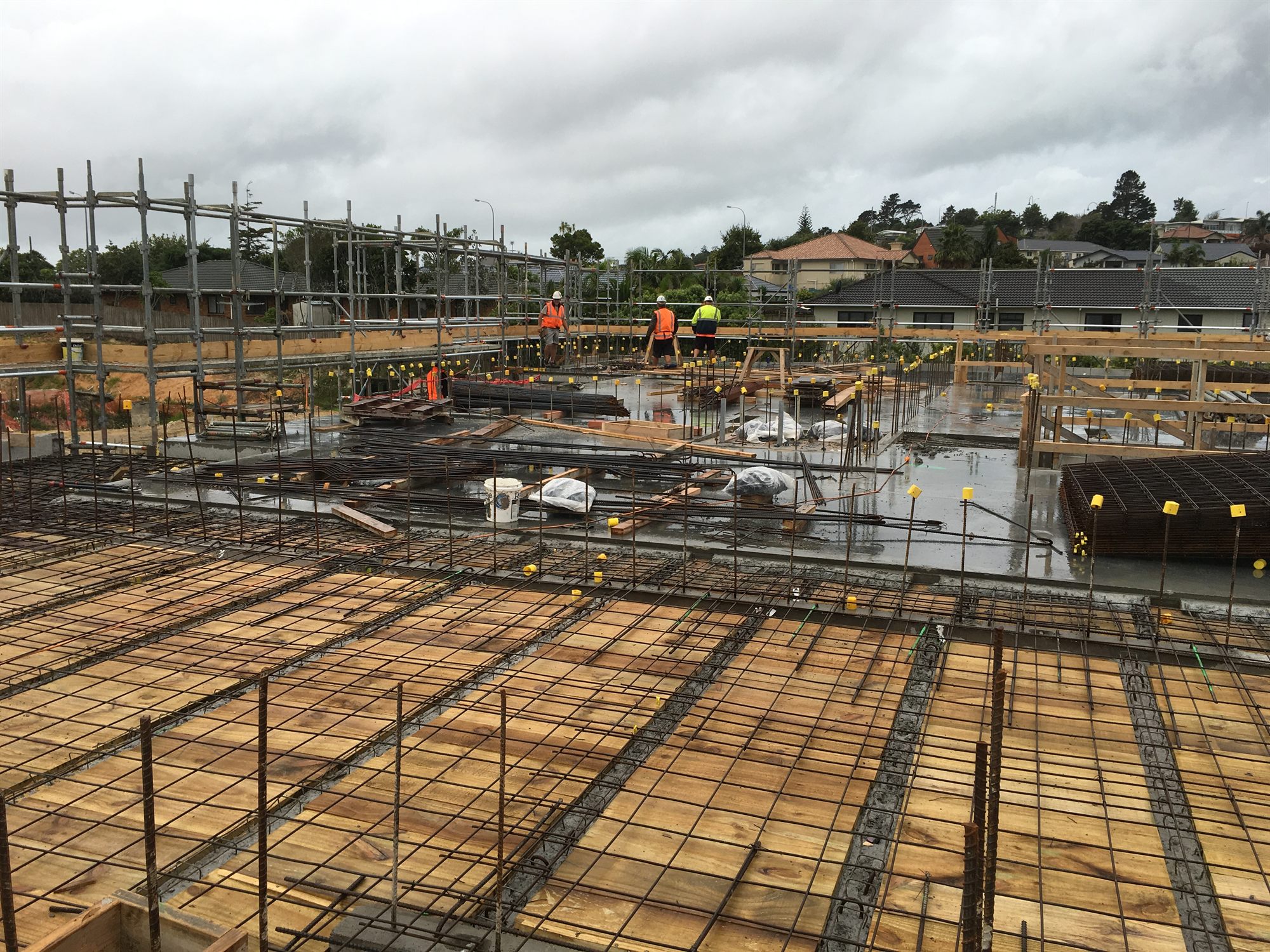 Reinforcing grid before concrete pour