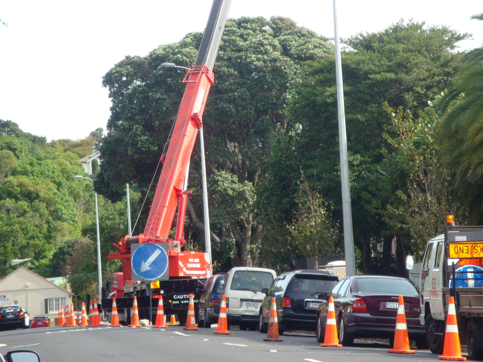 Crane lift at construction site