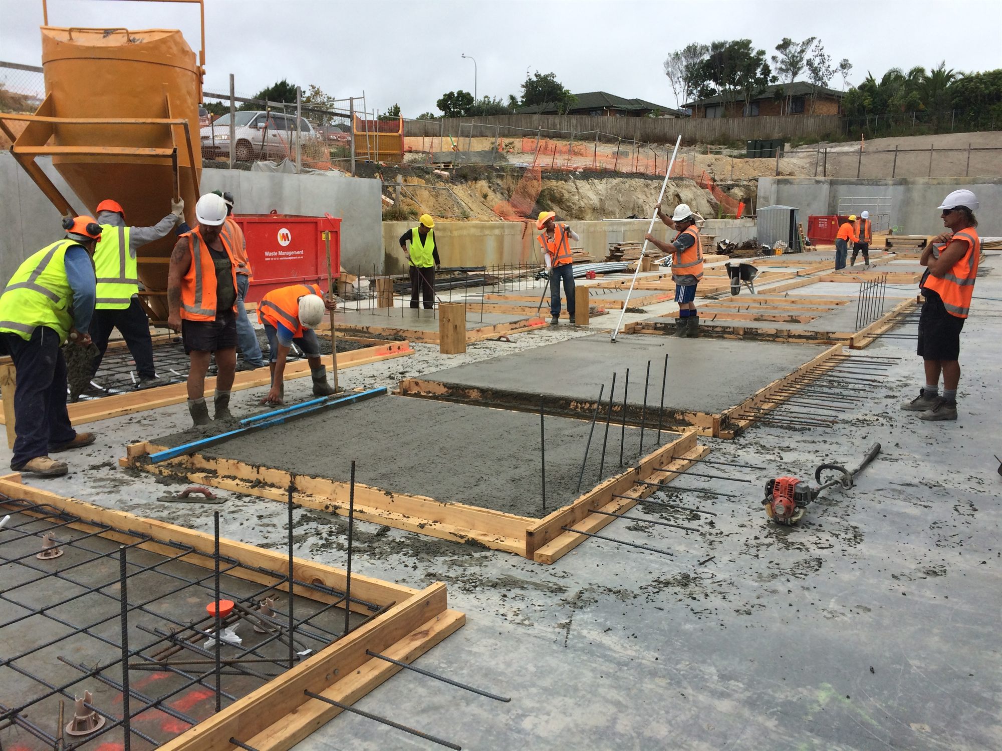 Concrete works with site crew
