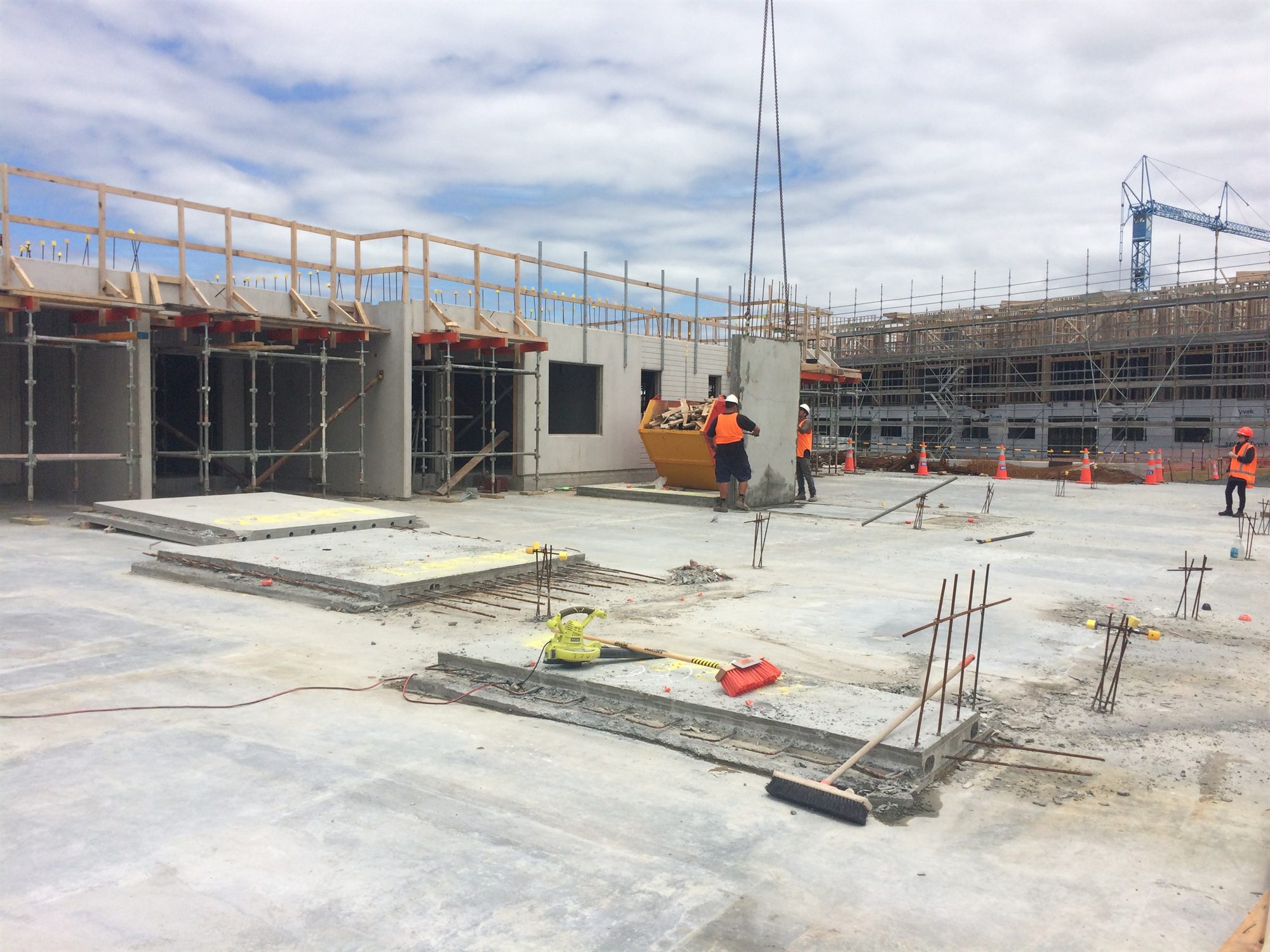 Concrete slab and reinforcing works